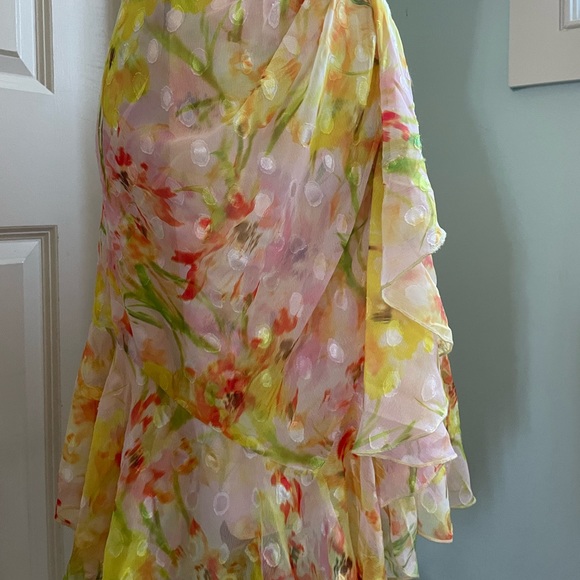 NWOT Marchesa Silky Printed Ruffle Mini Dress - Picture 8 of 14